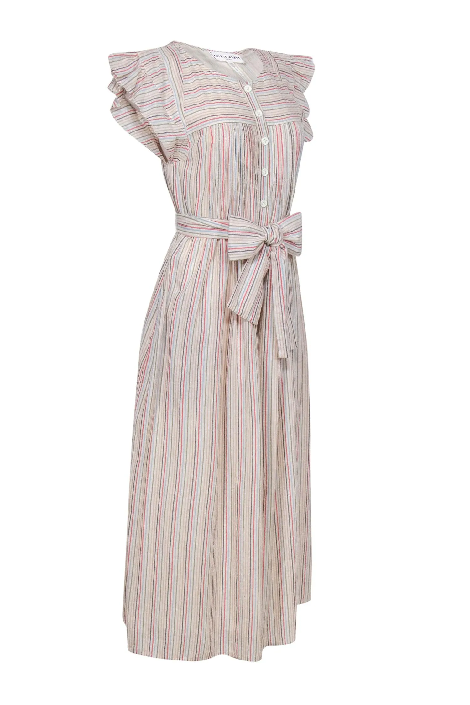Apiece Apart - White & Multicolor Striped Belted Wide Leg Jumpsuit Sz 4