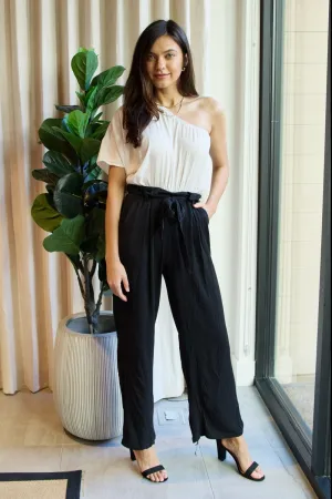 Black and White One-Shoulder Jumpsuit