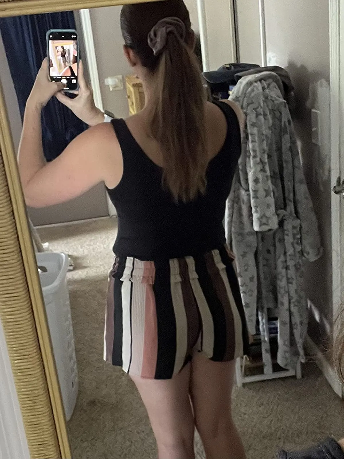 Black Summer Sleeveless Striped Belted Tank Romper Short Jumpsuit - SOLY HUX