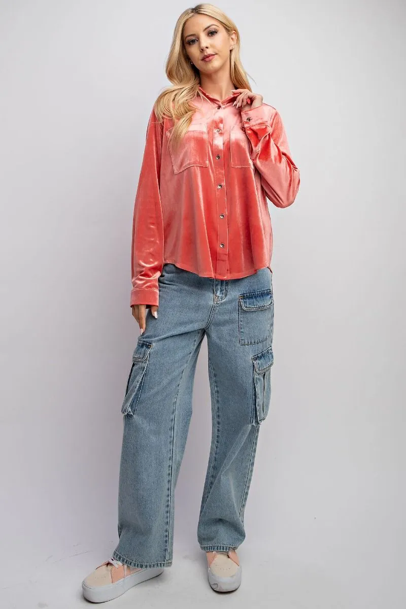Braily Velvet Button Down