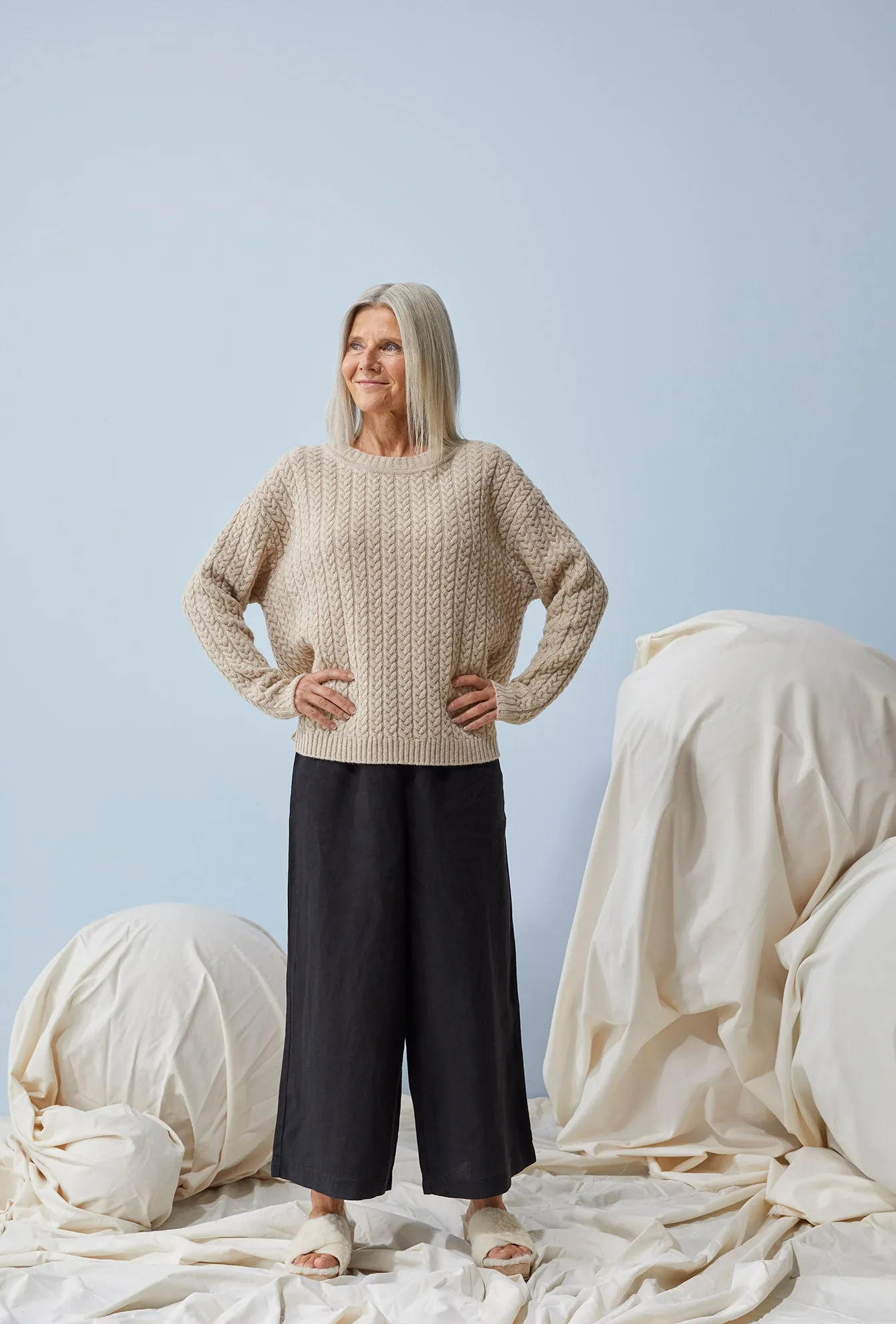 Cable Knit Pullover Light Sand