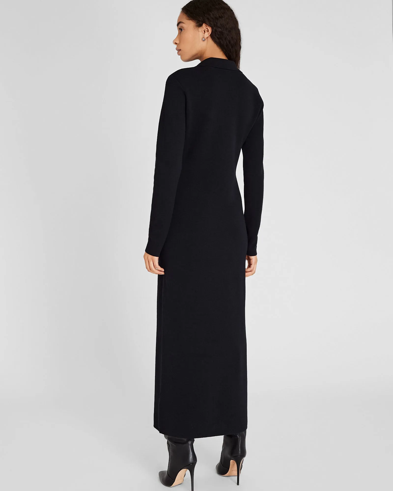 Cashmere Blend Open Collar Maxi Dress
