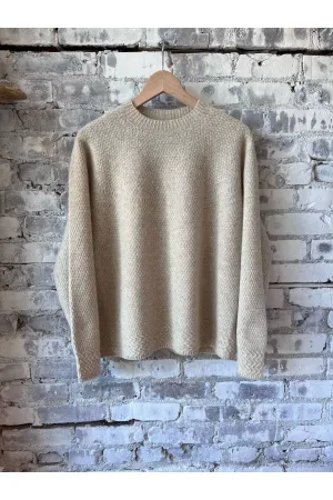 Cashmere Crewneck Knit Pullover - Natural