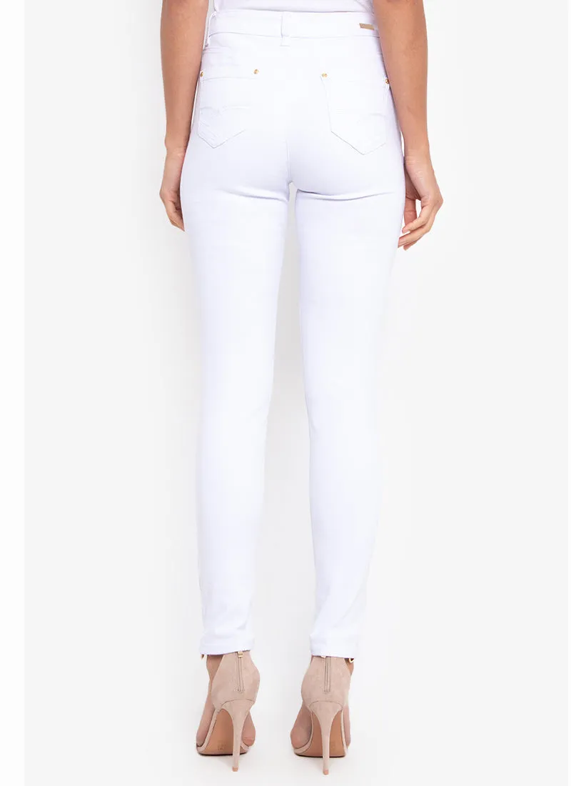 Feather Ripped Denim Pants