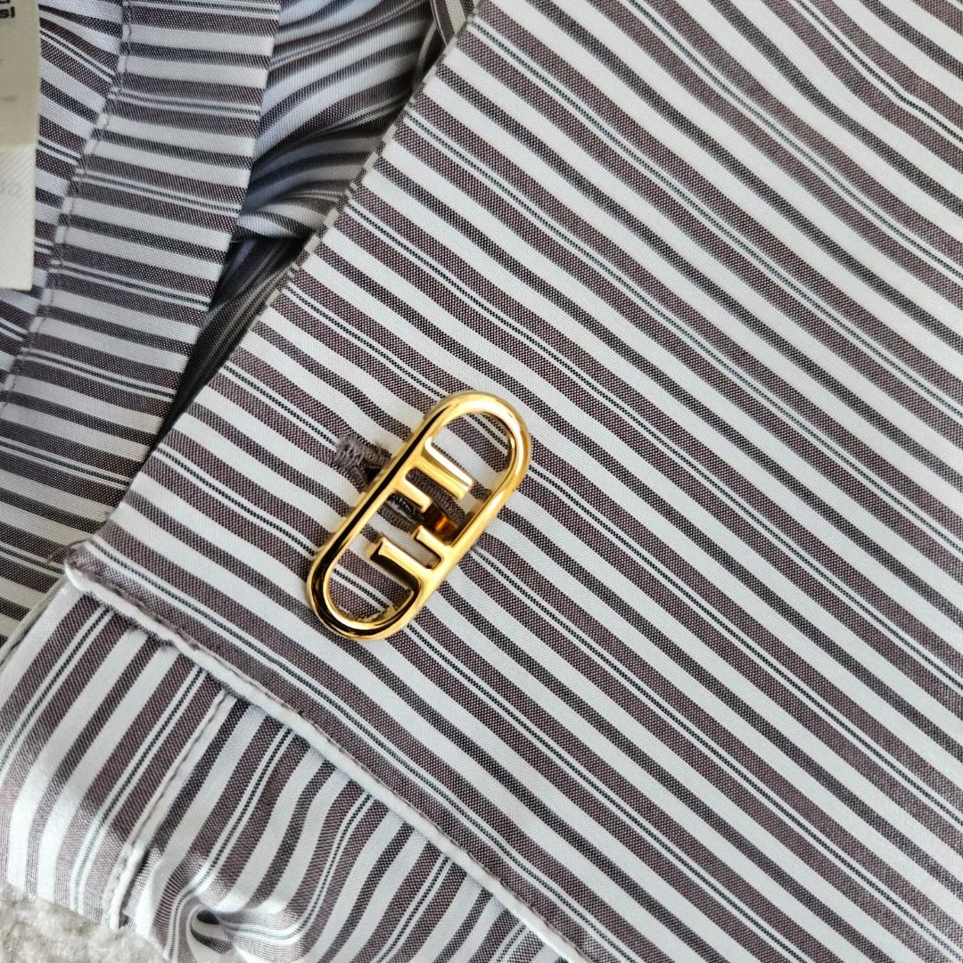 Fendi Striped Crop Shirt with Knot Detail