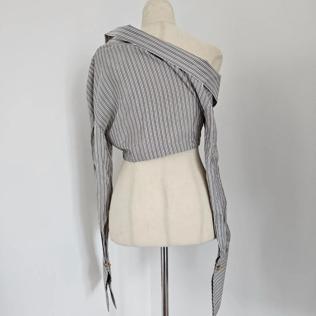 Fendi Striped Crop Shirt with Knot Detail