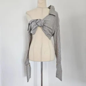 Fendi Striped Crop Shirt with Knot Detail