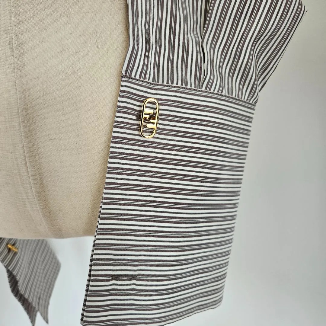 Fendi Striped Crop Shirt with Knot Detail