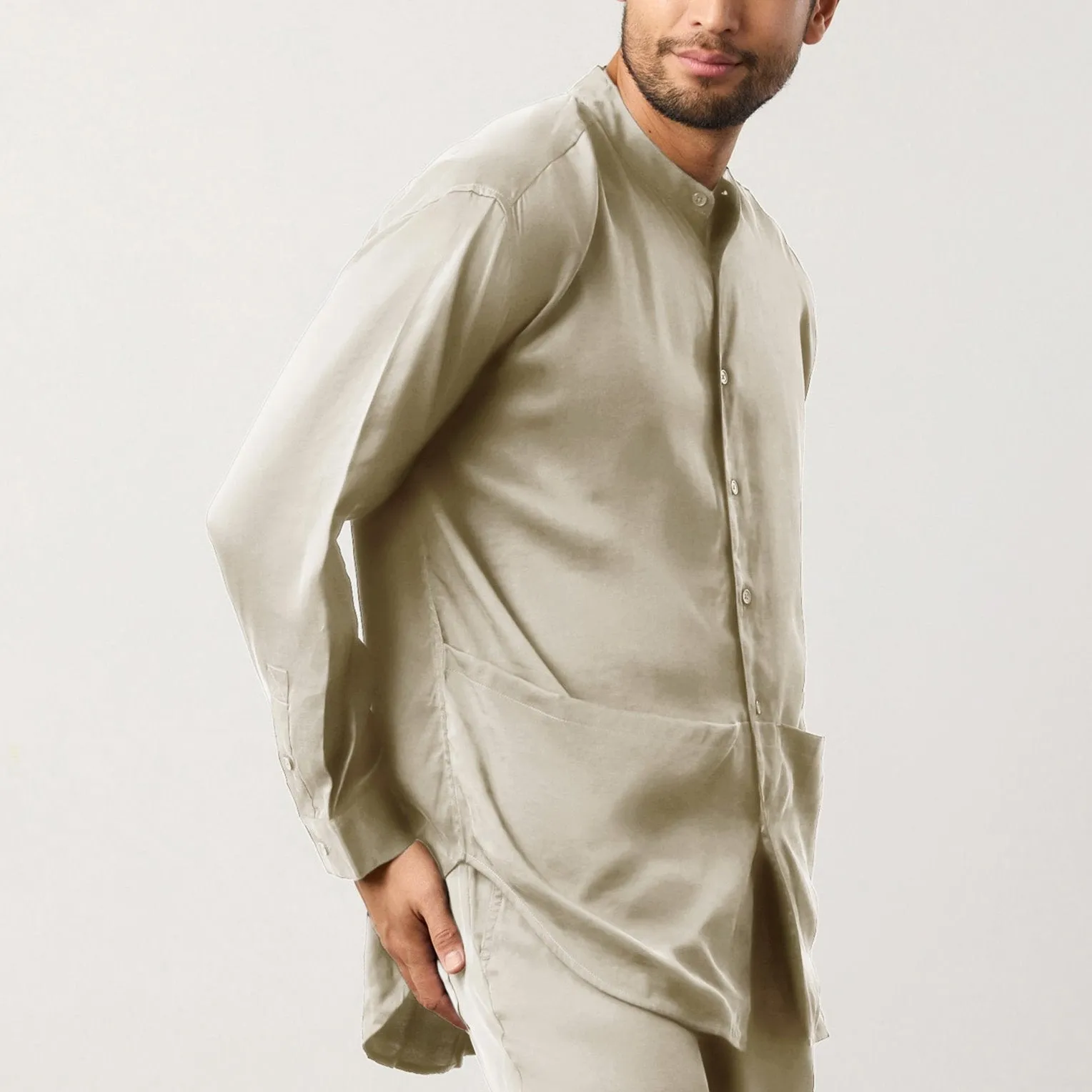 Flow TENCEL™ LUXE Relaxed Mandarin Collar Shirt