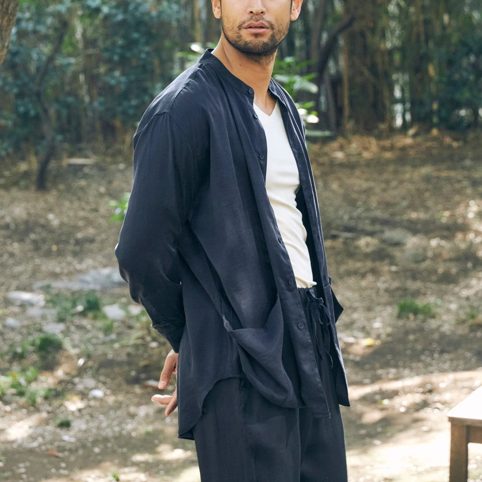 Flow TENCEL™ LUXE Relaxed Mandarin Collar Shirt