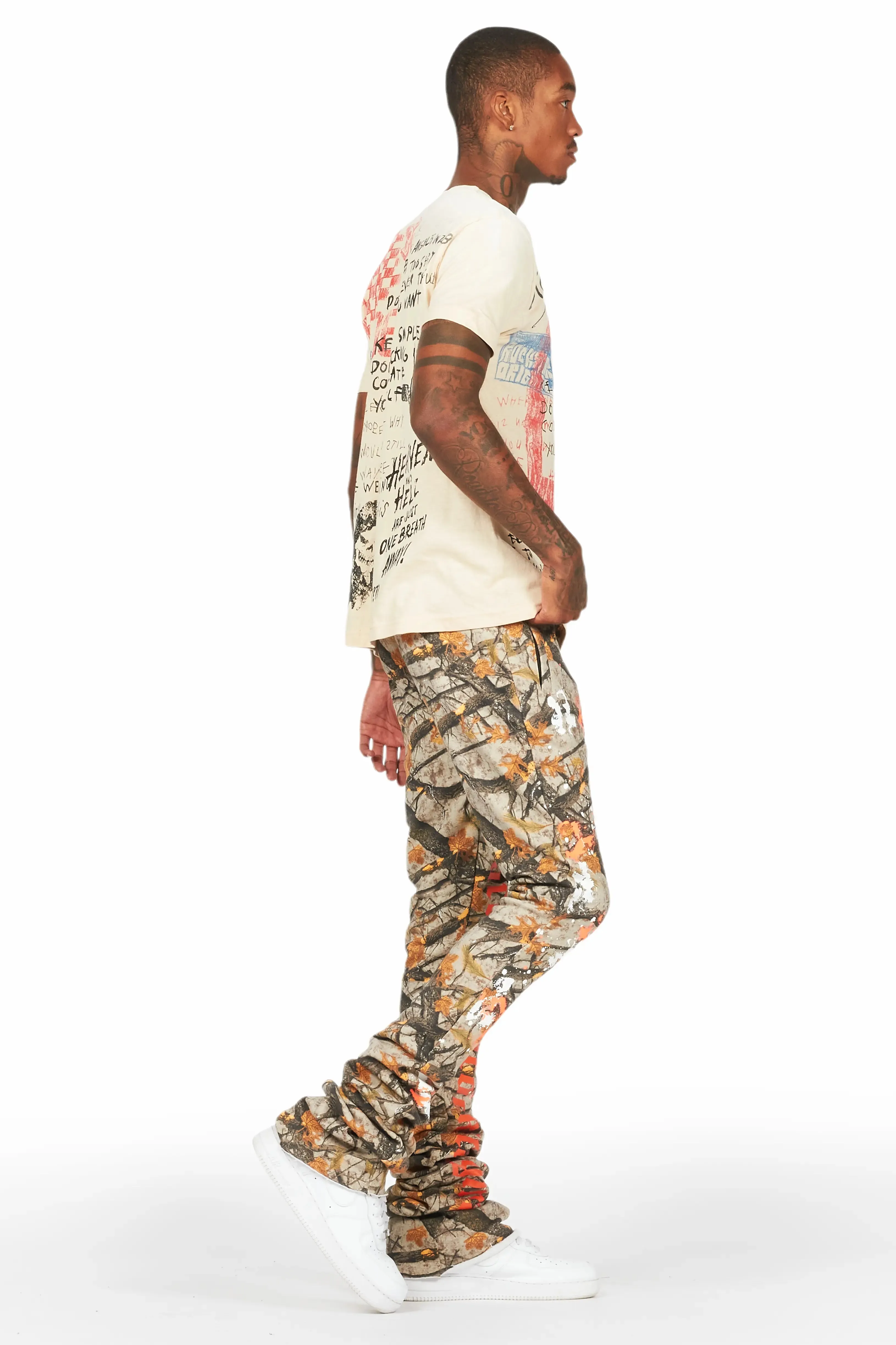 Gabin Beige Graphic Oversized T-Shirt
