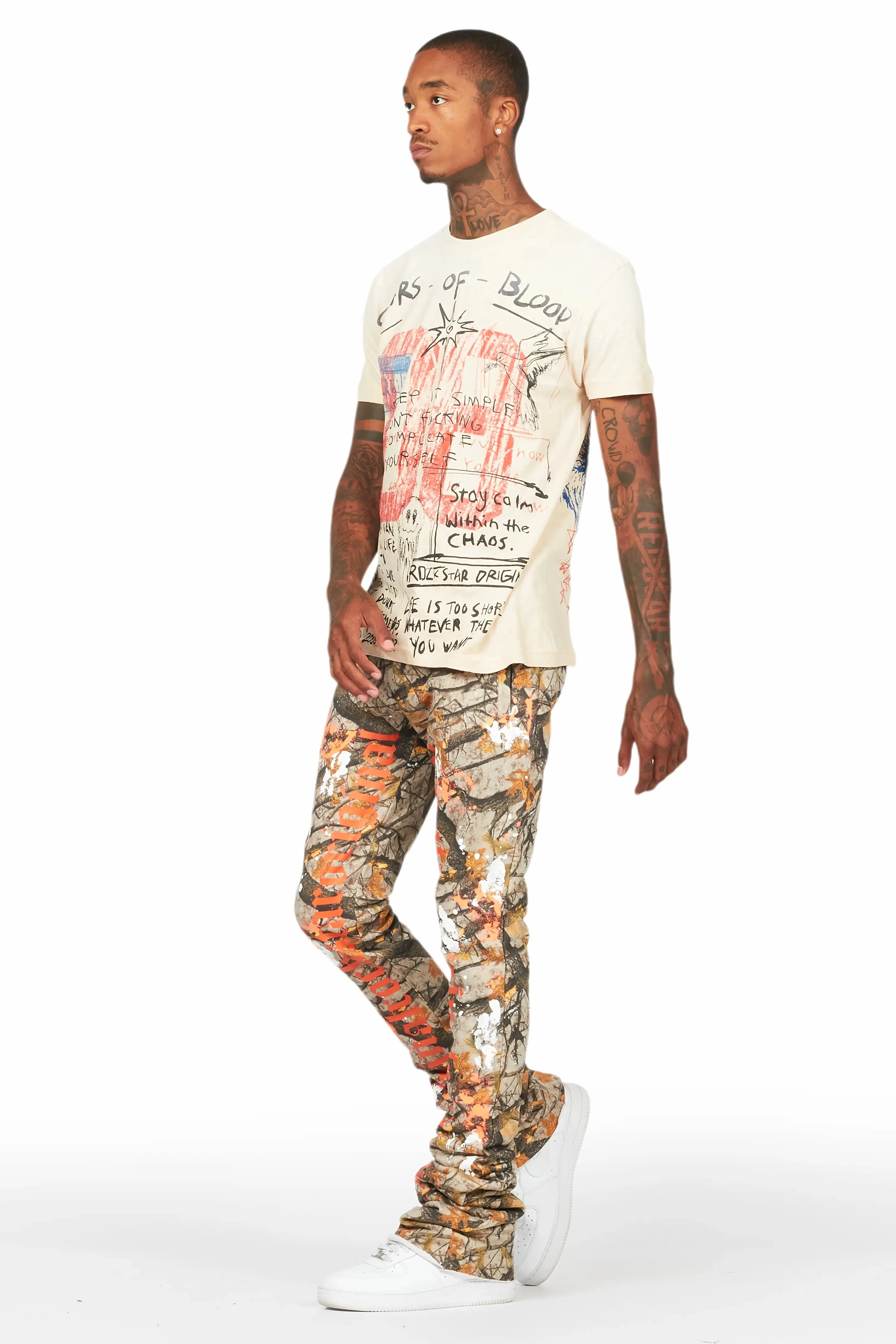 Gabin Beige Graphic Oversized T-Shirt