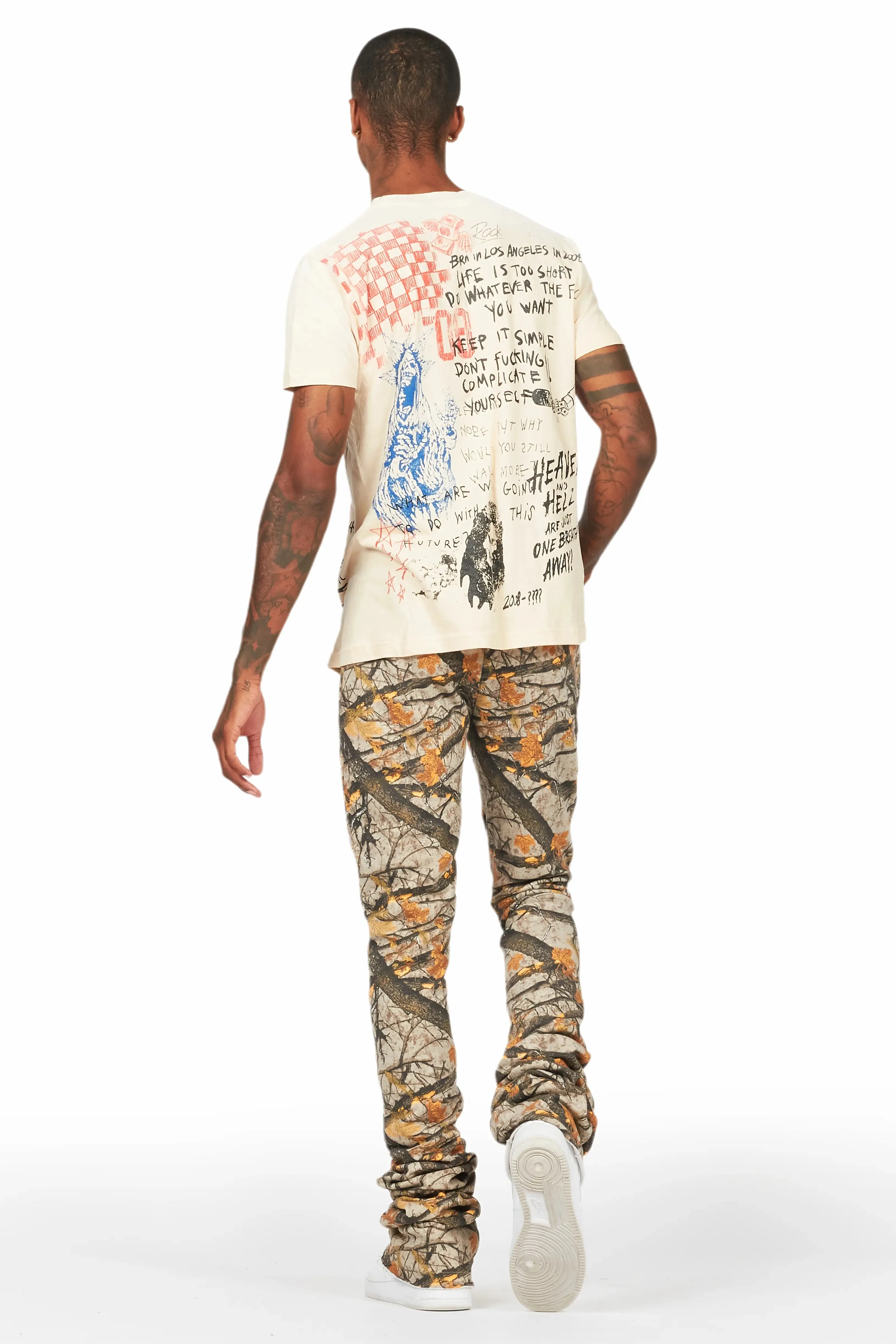 Gabin Beige Graphic Oversized T-Shirt