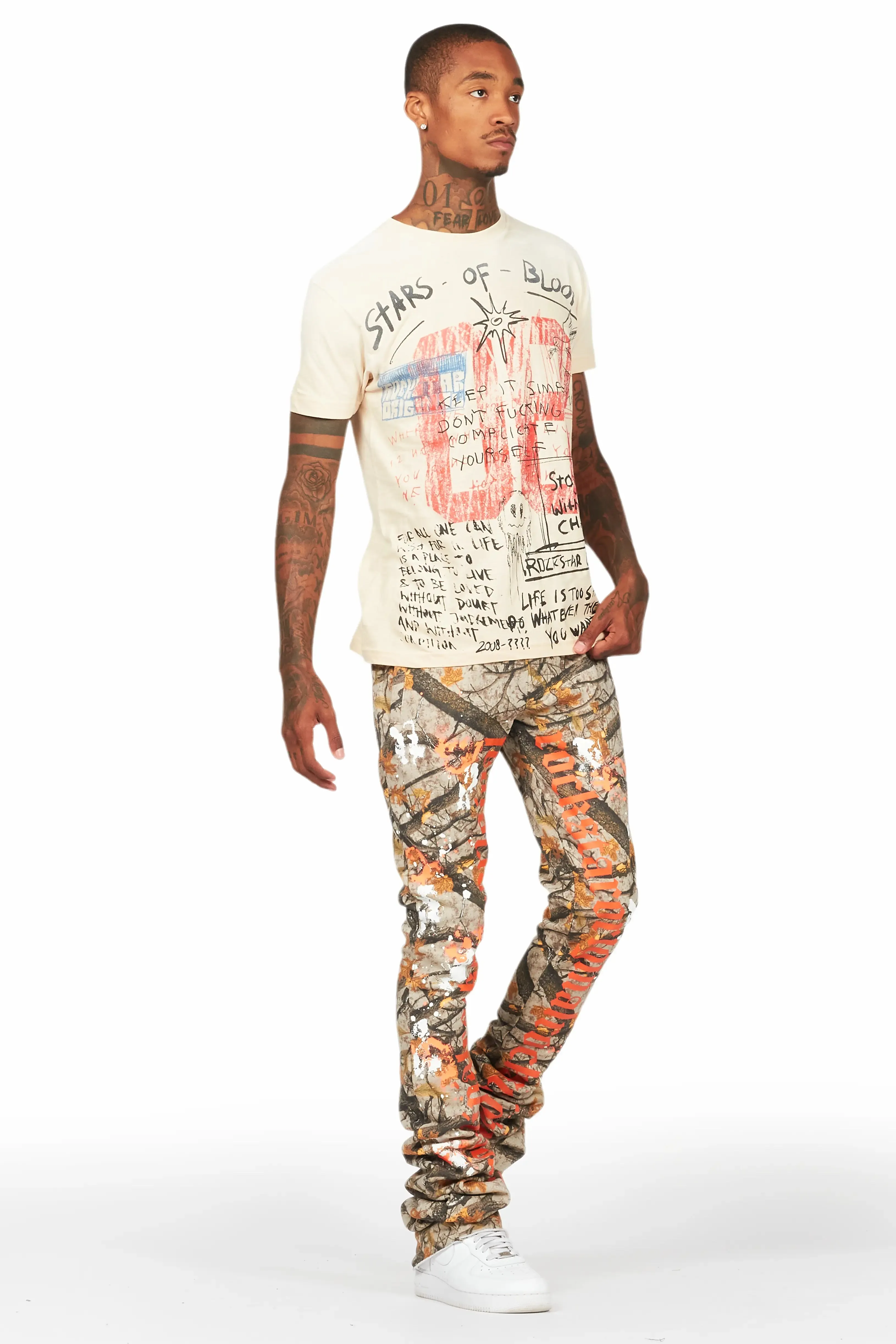 Gabin Beige Graphic Oversized T-Shirt