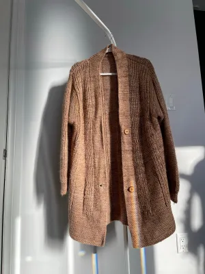 Heavenly Handmade Blush & Ochre Wool Cardigan - L/XL 