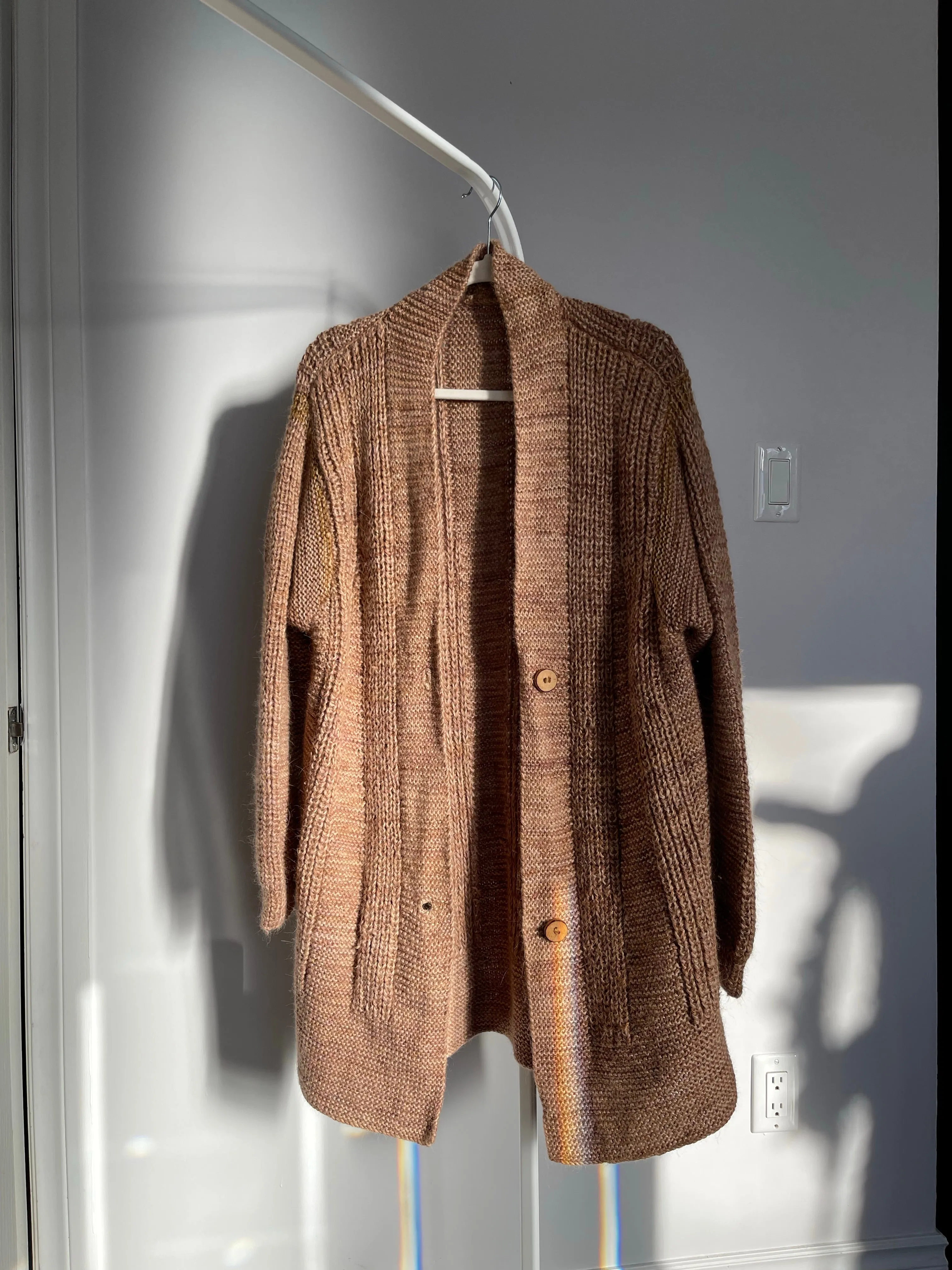 Heavenly Handmade Blush & Ochre Wool Cardigan - L/XL 
