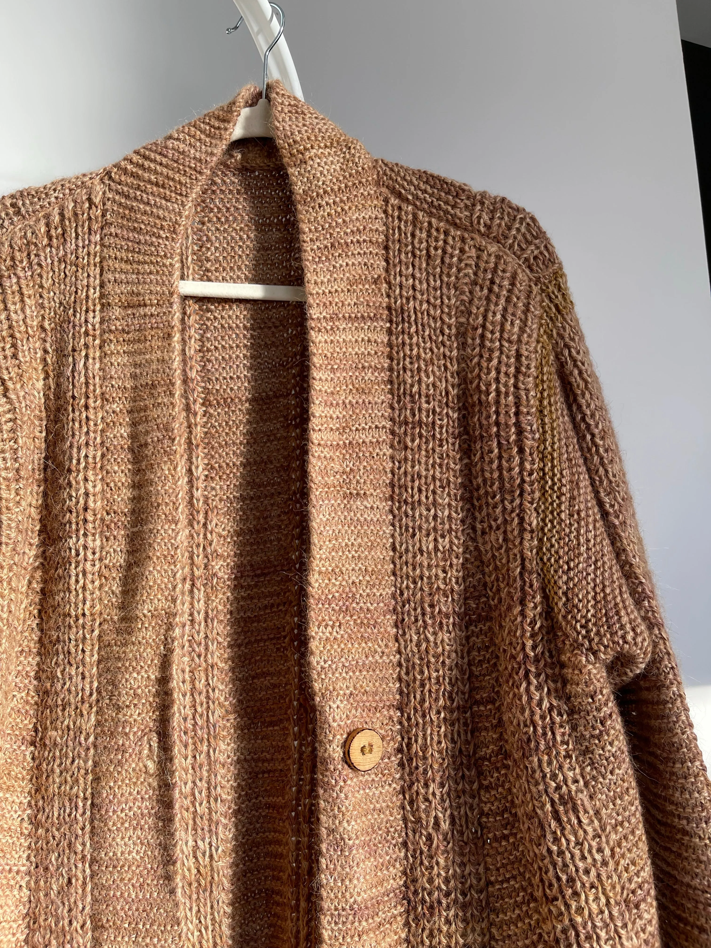 Heavenly Handmade Blush & Ochre Wool Cardigan - L/XL 