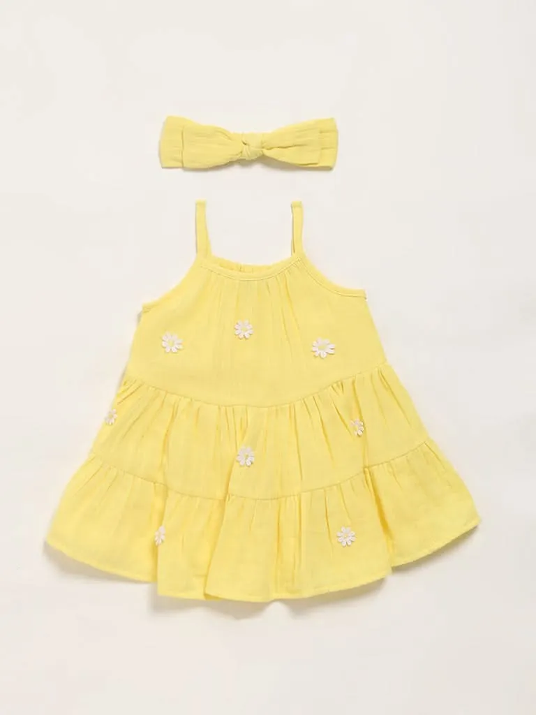 HOP Baby Yellow Seersucker Dress & Hairband