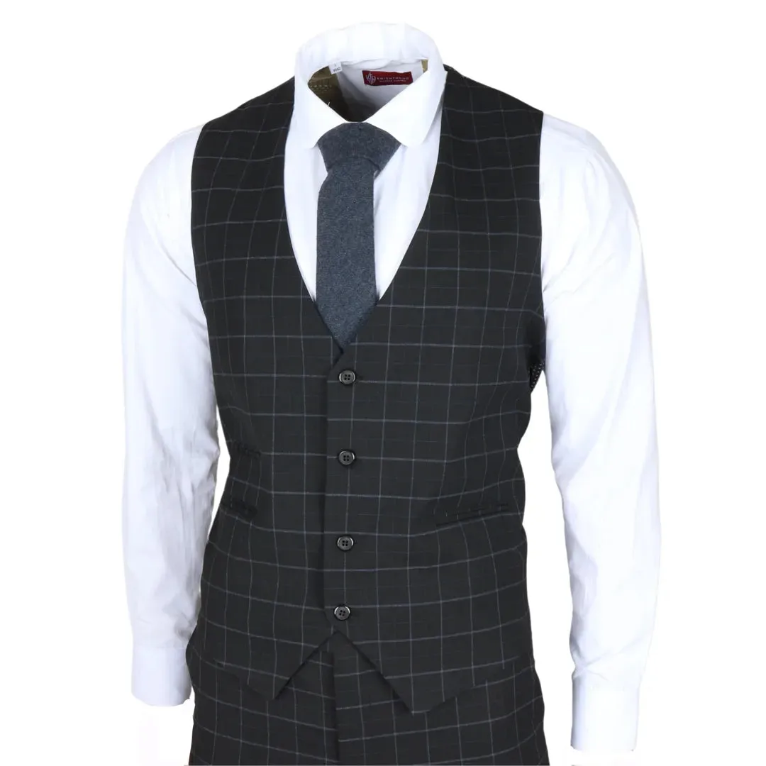 IM3 - Men's Black Checked Tailored Fit Suit