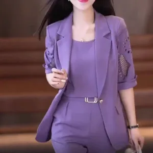 Ivyshape | Chic 3 Piece Slim Blazer Suit for Women