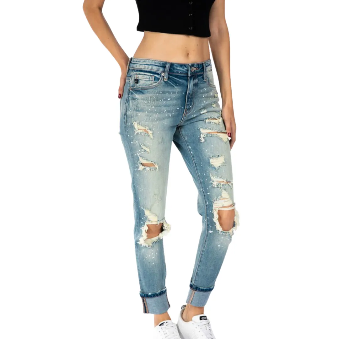 KanCan High Rise Beach Splash Boyfriend Jean