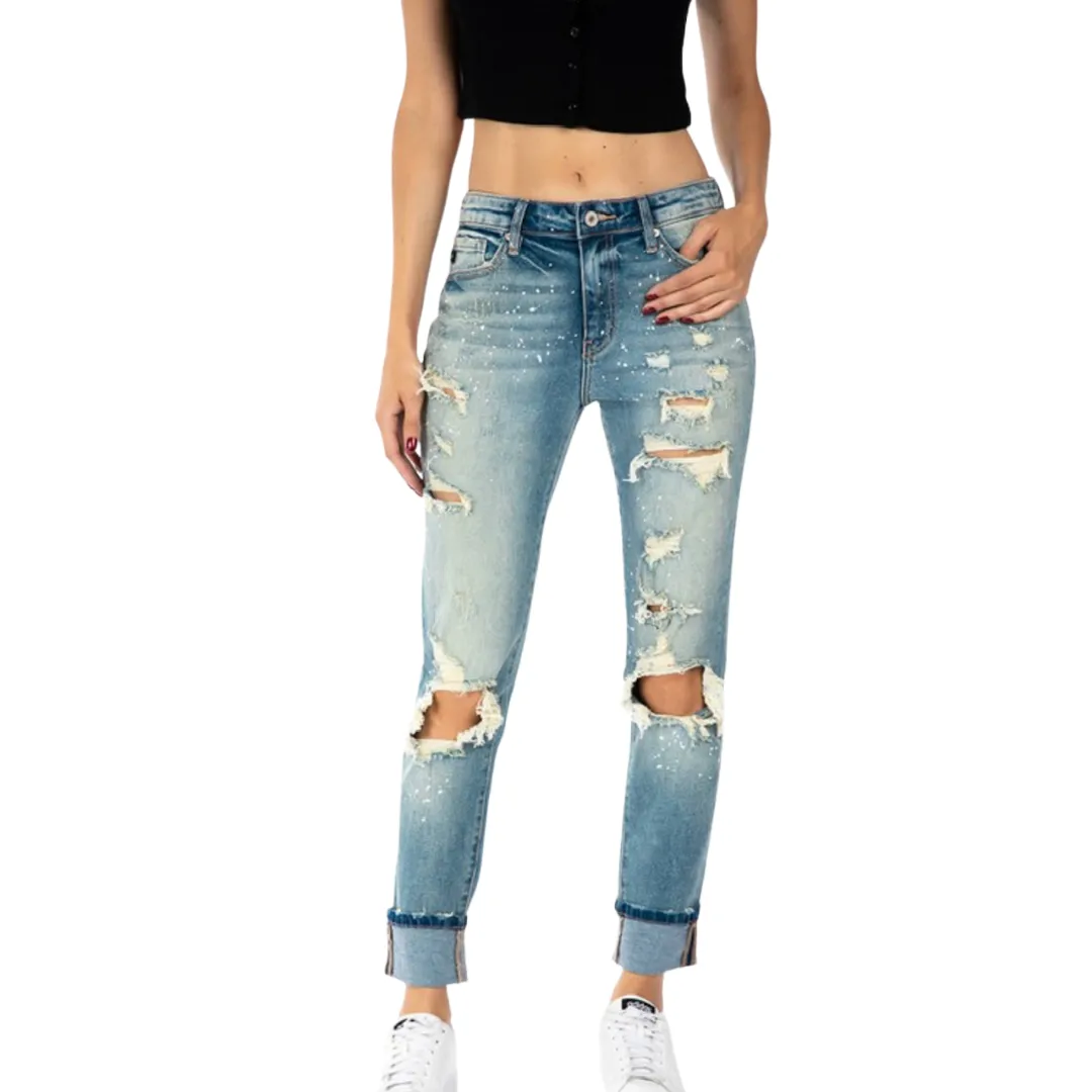 KanCan High Rise Beach Splash Boyfriend Jean