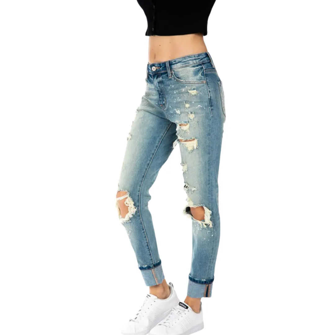 KanCan High Rise Beach Splash Boyfriend Jean