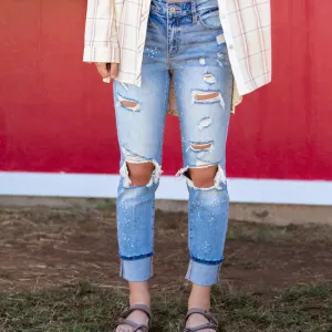 KanCan High Rise Beach Splash Boyfriend Jean