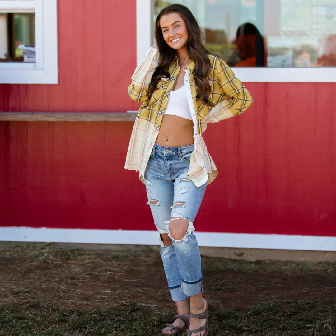 KanCan High Rise Beach Splash Boyfriend Jean