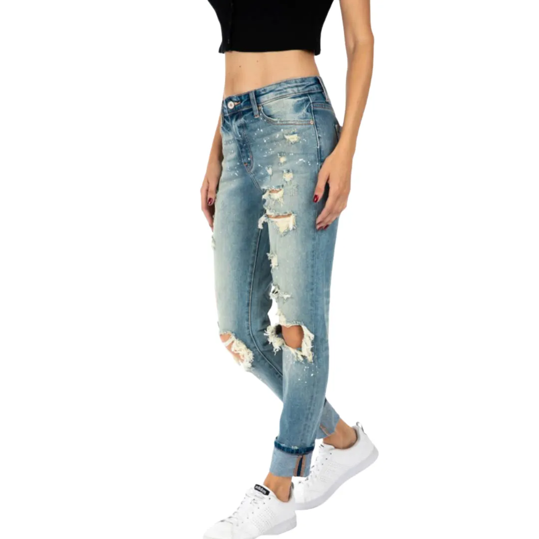 KanCan High Rise Beach Splash Boyfriend Jean