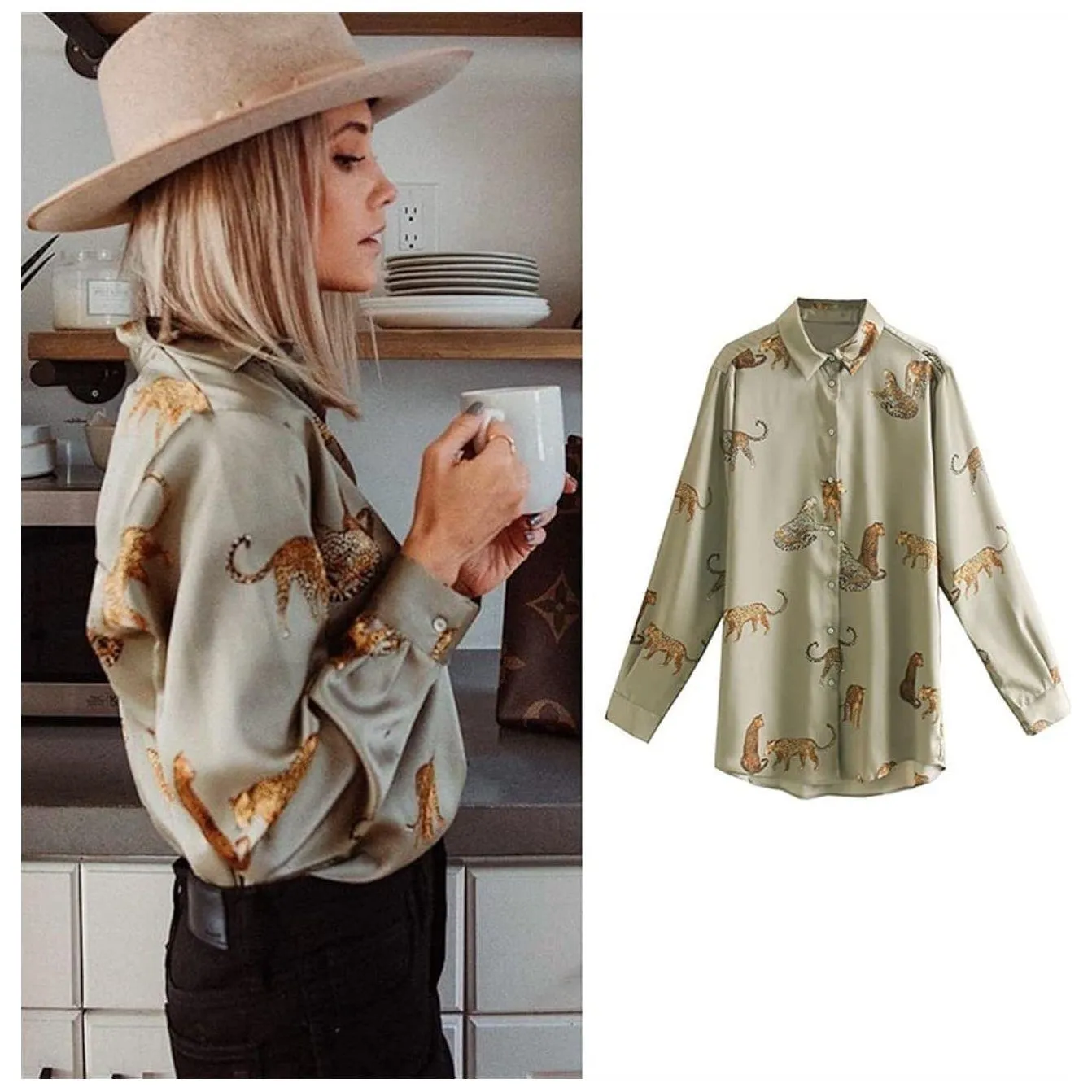 Leopard Print Blouse Shirt.