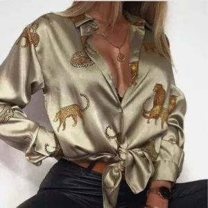 Leopard Print Blouse Shirt.