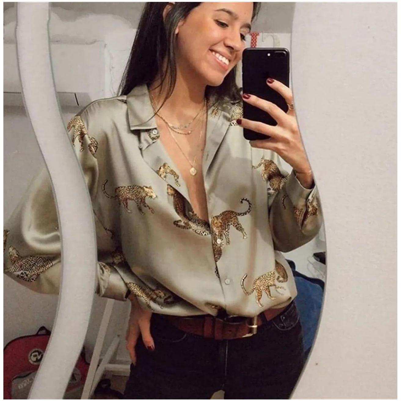 Leopard Print Blouse Shirt.