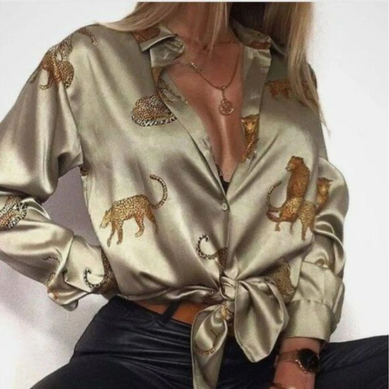Leopard Print Blouse Shirt.