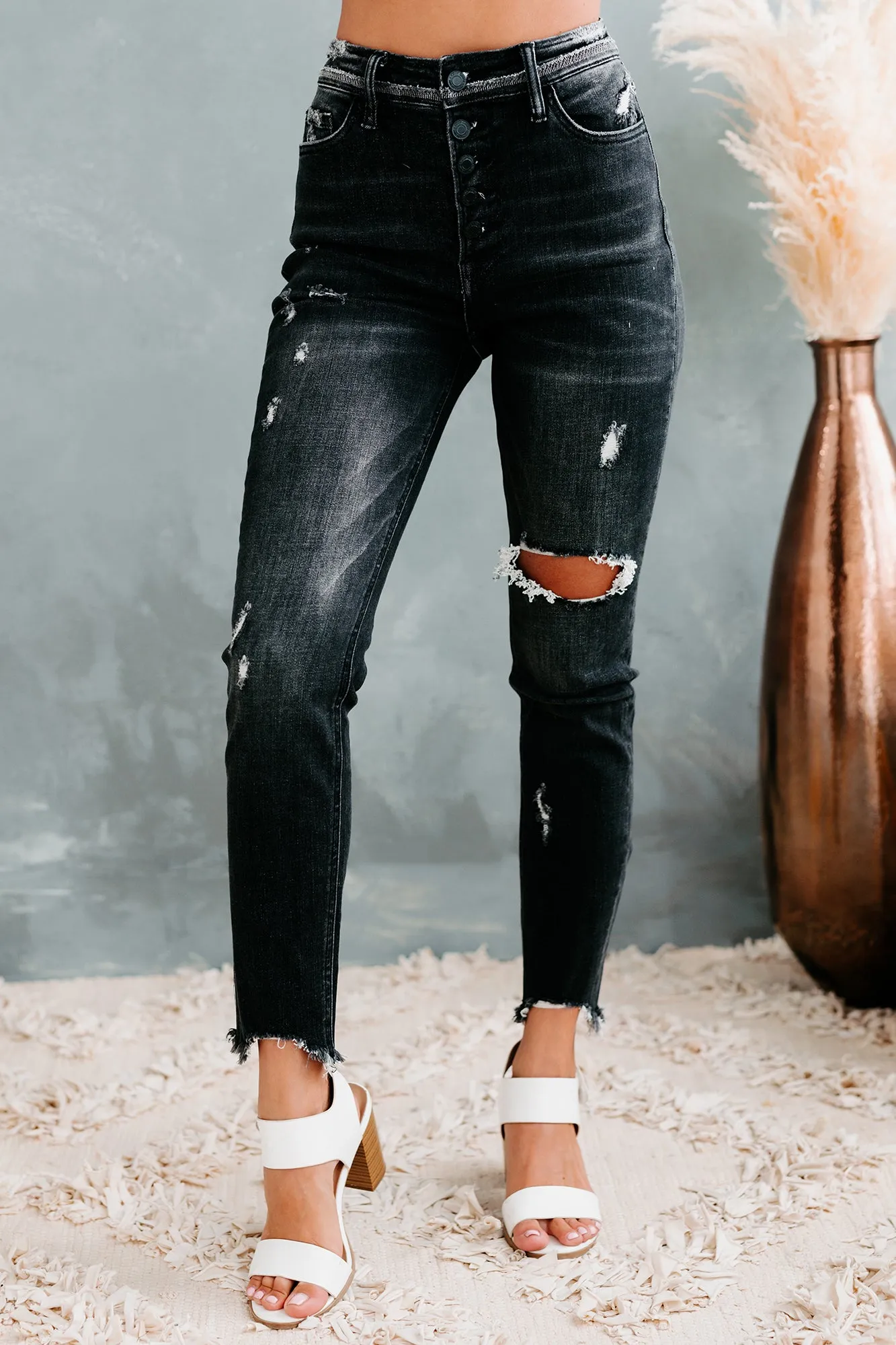 Nessie Flying Monkey High-Rise 5-Button Skinny Jeans (Black)