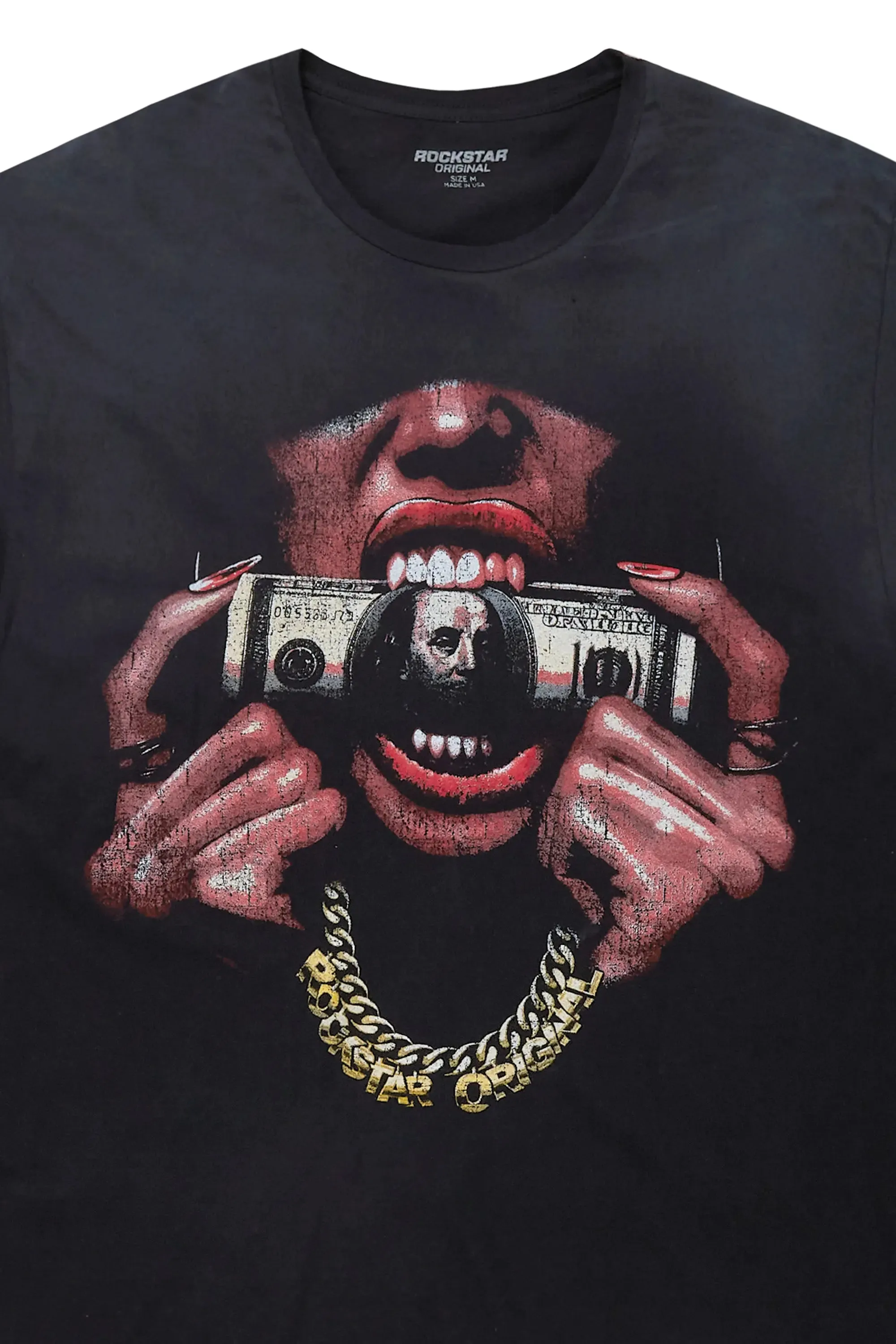 Qadan Black Oversized Graphic T-Shirt