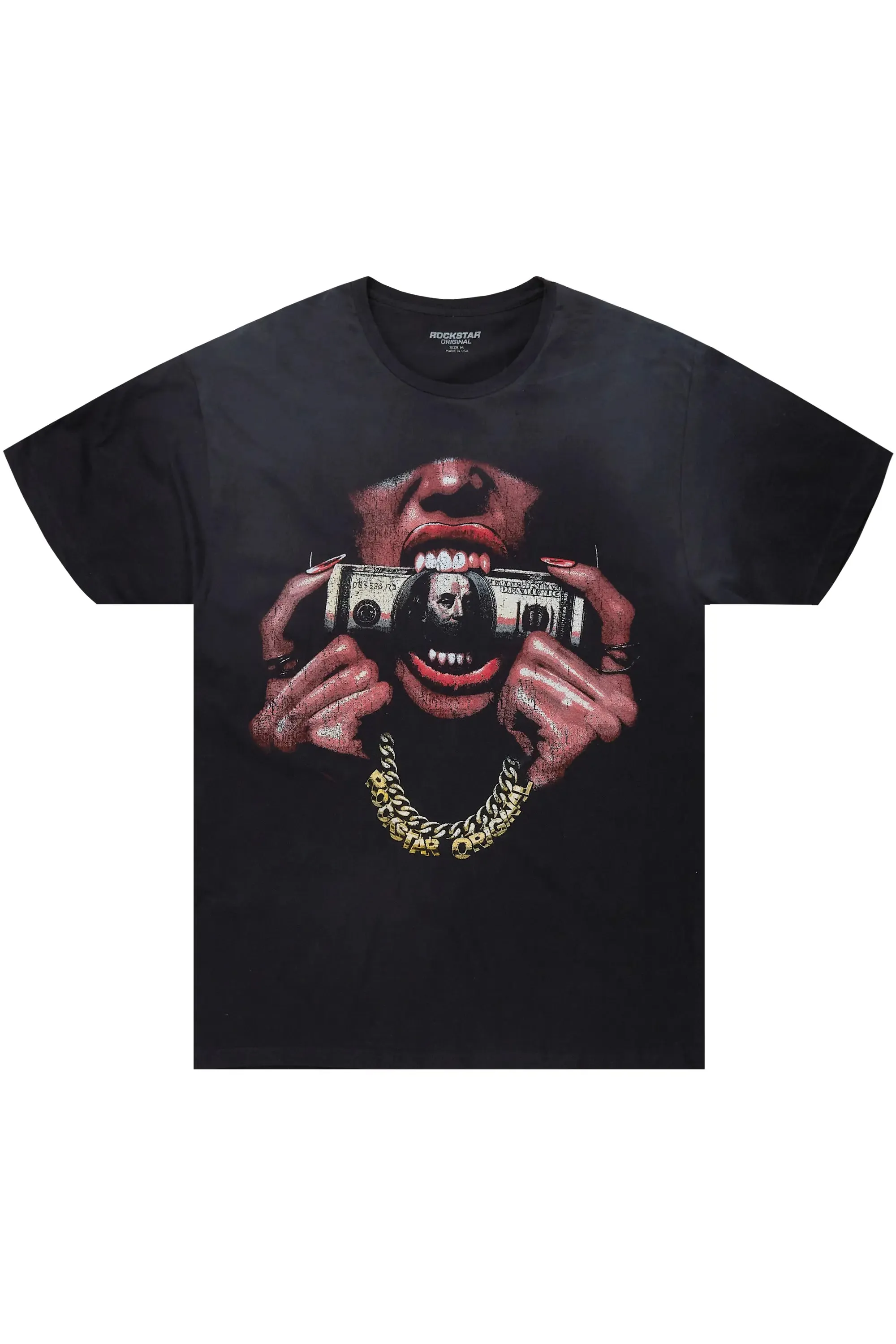 Qadan Black Oversized Graphic T-Shirt