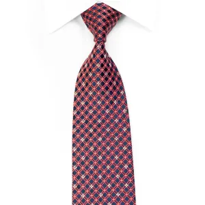 Rhinestone Tie Pink Checkered Stripes On Navy With Sparkles