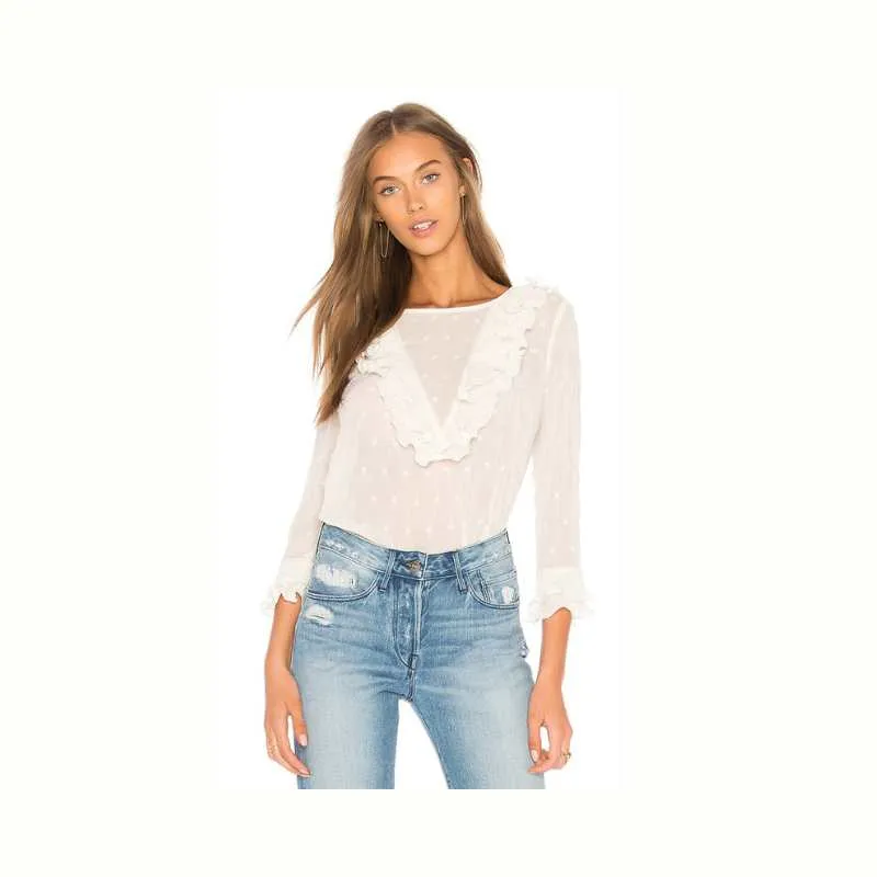 Ruffle Blouse White Lace