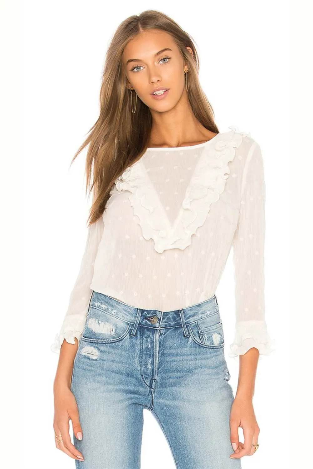 Ruffle Blouse White Lace