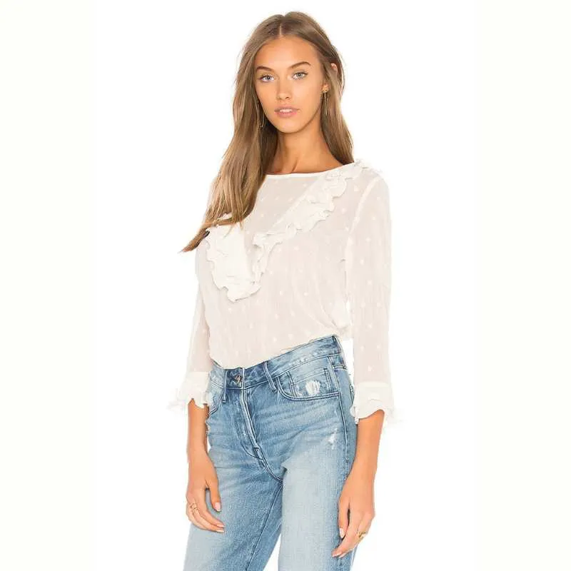 Ruffle Blouse White Lace