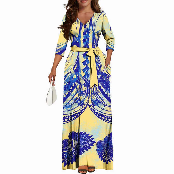Samoan Puletasi V-neck Casual Dresses-فساتين ساموا