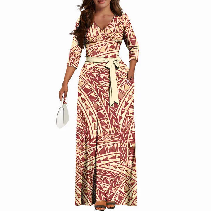 Samoan Puletasi V-neck Casual Dresses-فساتين ساموا