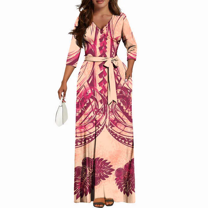 Samoan Puletasi V-neck Casual Dresses-فساتين ساموا