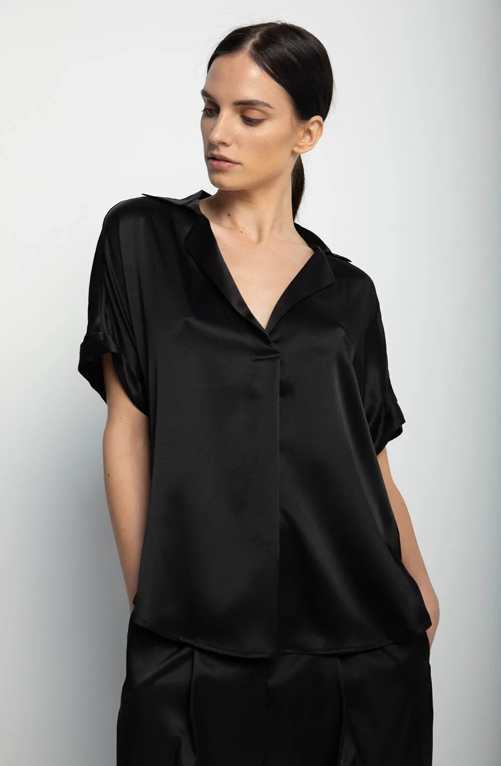 Short Sleeve Blouse   Black