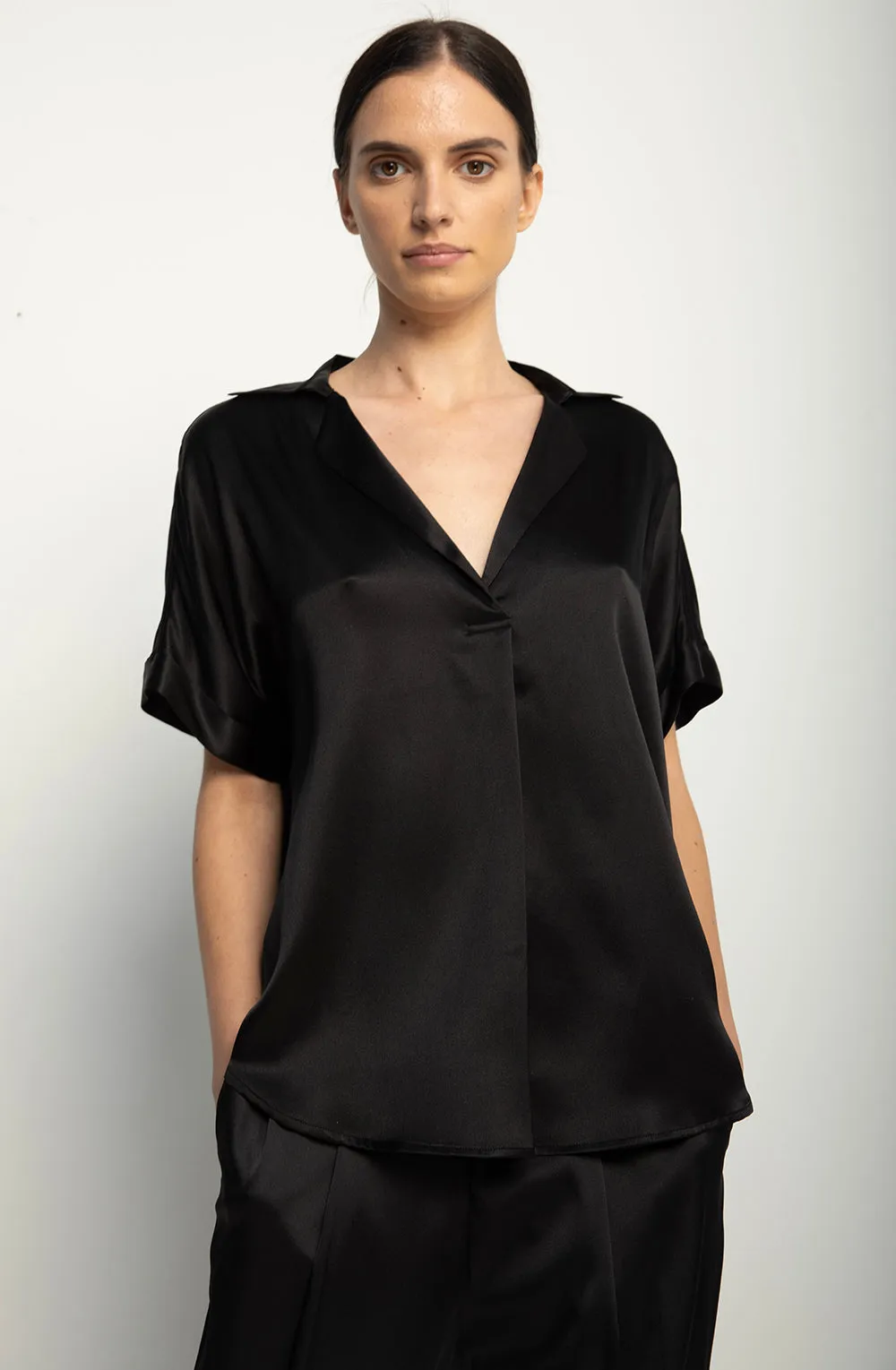 Short Sleeve Blouse   Black