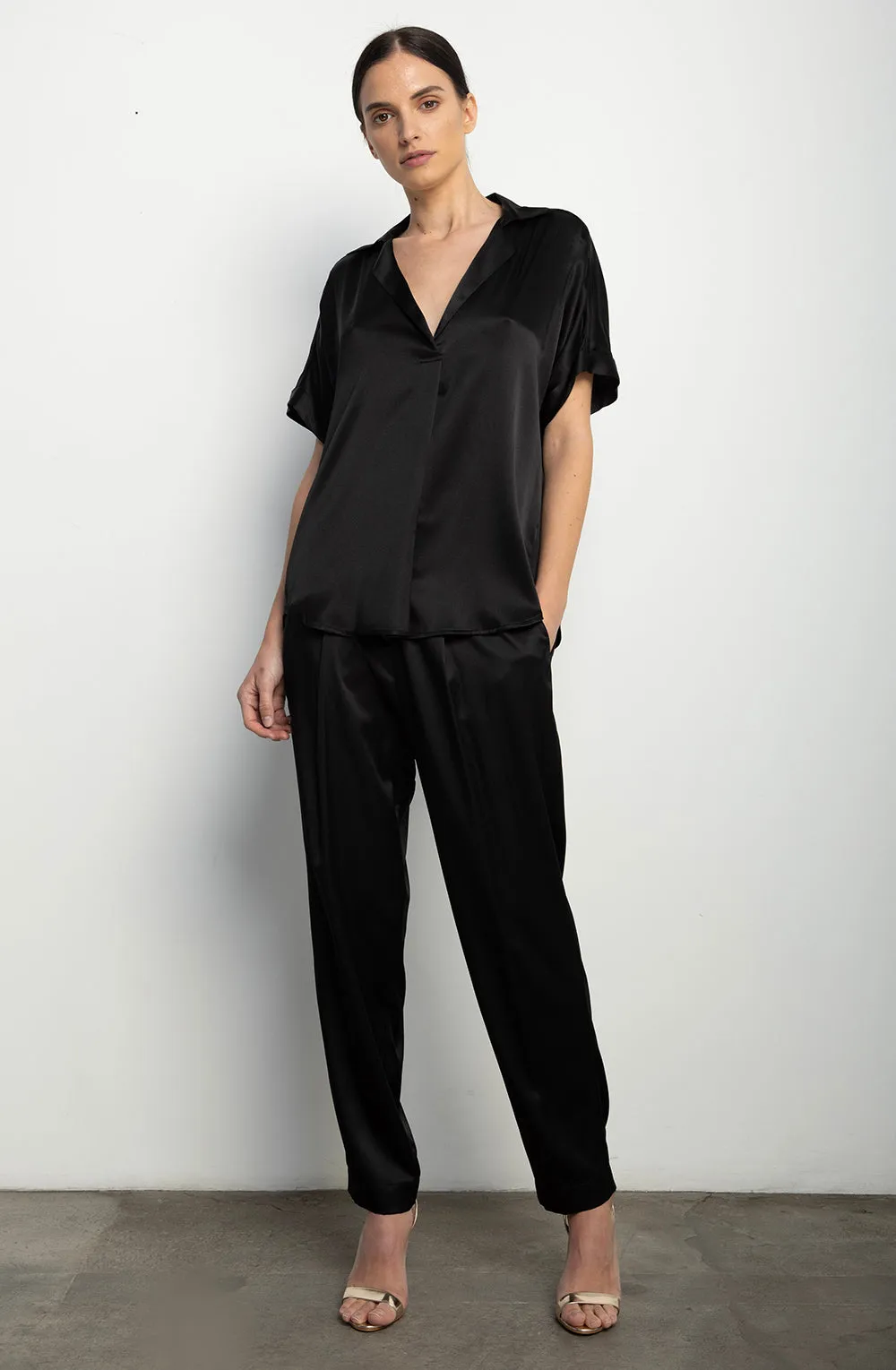Short Sleeve Blouse   Black