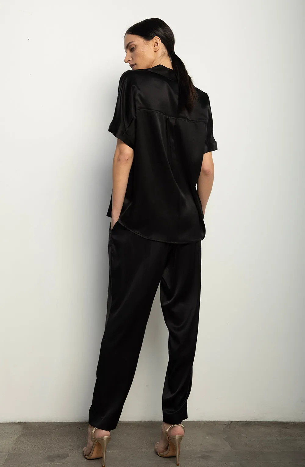 Short Sleeve Blouse   Black
