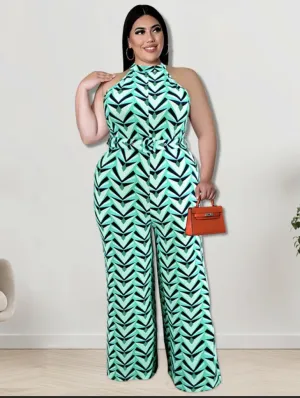 Slevless Jumpsuit diamnd/w Belt