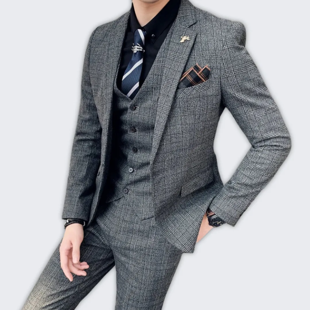 Sophisticated Men's Three-Piece Suit Set | Tailored Elegance